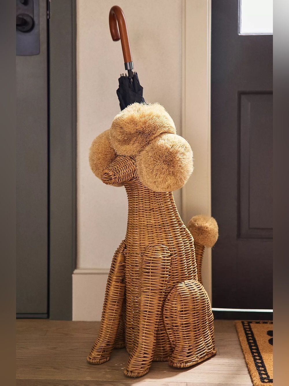New Anthropologie Poodle Dog Woven Wicker Basket One Size - Picture 2 of 8